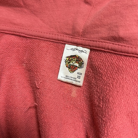 VTG y2K ED HARDY CHRISTIAN AUDIGIER PINK OMBRE CRYSTAL ZIP UP HOODIE - Picture 8 of 8